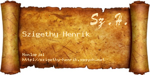 Szigethy Henrik névjegykártya